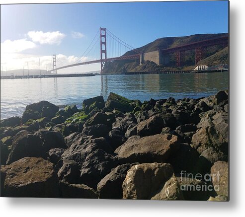 Golden Gate Bridge Metal Print featuring the photograph Golden Gate Bridge New Year's Eve Daytime by Artist Linda Marie