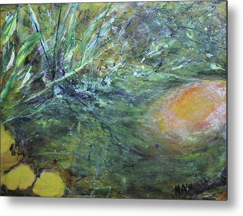 Water Metal Print featuring the painting Golden Pond by Madeleine Arnett