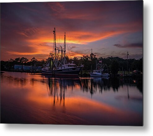 Bayou Metal Print featuring the photograph Golden Sunset on the Bayou by Brad Boland