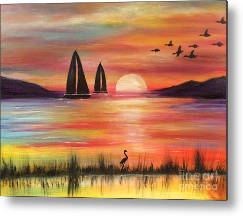 Sunset Metal Print featuring the painting Good Eveving by Denise Tomasura