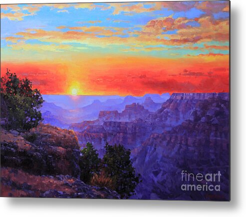 Grand Canyon Metal Print featuring the painting Grand Canyon Sunset by Gary Kim