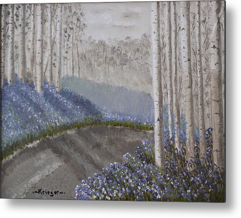 Grayscale Metal Print featuring the painting Grayscale Bluebells by Stephen Krieger