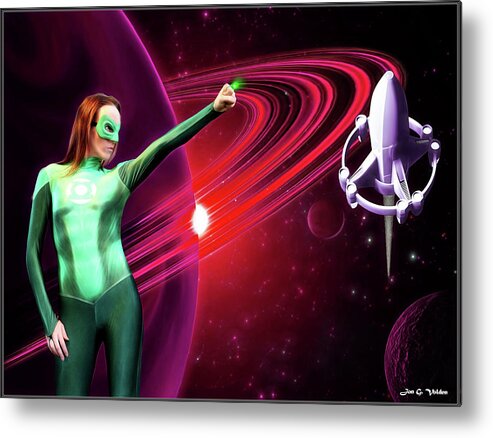 Green Metal Print featuring the photograph Green Lantern Red World by Jon Volden