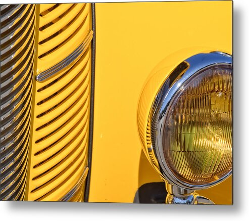 Chevy Metal Print featuring the photograph Grilled Chrome to Yellow by Gary Karlsen