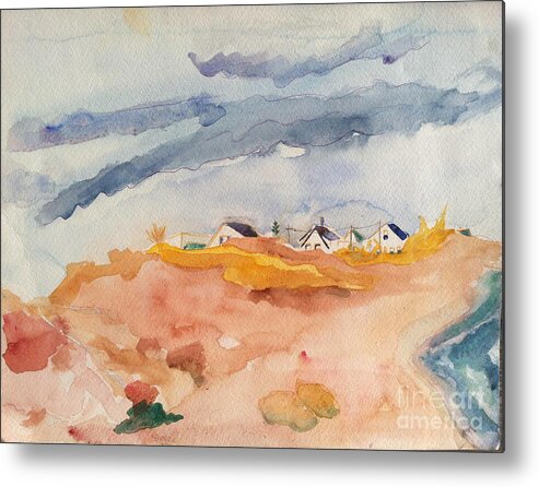 Beach Metal Print featuring the painting Hampton Dunes Watercolor by Debra Bretton Robinson
