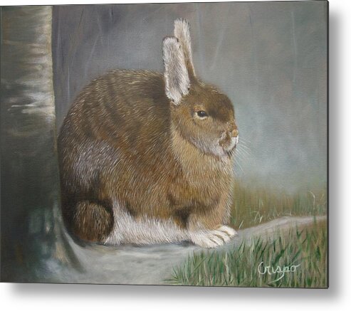 Wildlife Metal Print featuring the painting Hare by Jean Yves Crispo