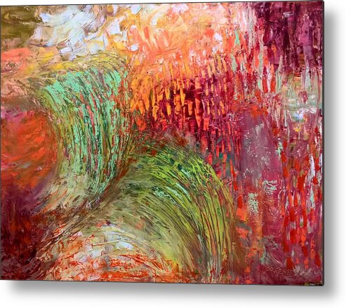 Abstract Metal Print featuring the painting Harvest Abstract by Nicolas Bouteneff