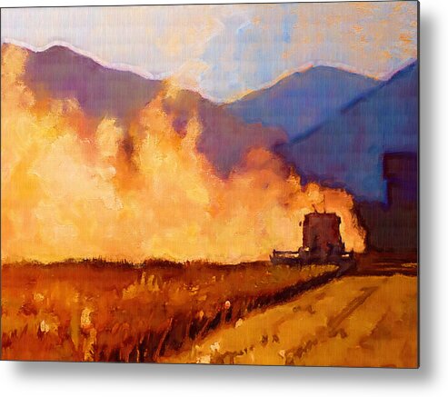 Field Metal Print featuring the painting Harvest Time by Robert Bissett