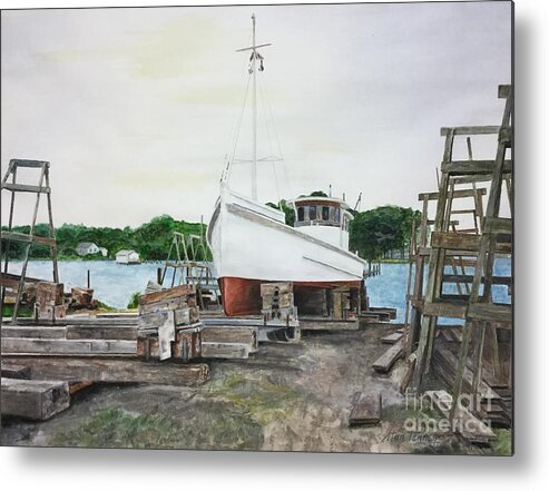 Buy Boat Metal Print featuring the painting Harvey A. Drewer by Stan Tenney