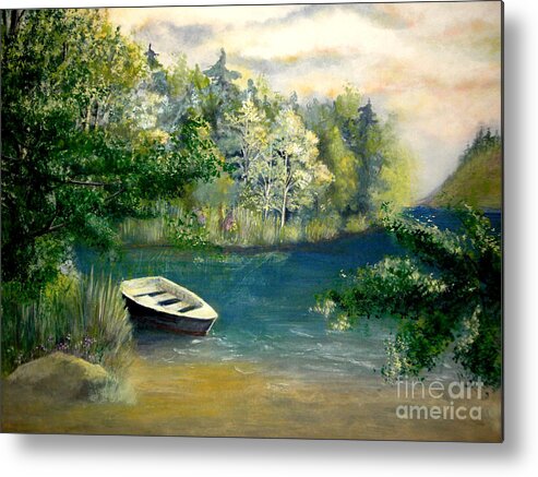 Landscape Metal Print featuring the painting Hatzec Lake by Vi Mosley