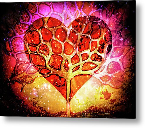 Heart Of Gold Metal Print featuring the mixed media Heart of Gold by Lilia S