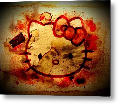 Hello Kitty Metal Print featuring the painting Hell-o Kitty by Ryan Almighty