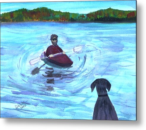 Dog Metal Print featuring the painting Hey Where You Going by Donna Walsh