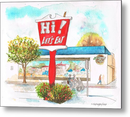 Coffee Shop Metal Print featuring the painting Hi Lets Eat Coffee Shop in Lompoc, California by Carlos G Groppa
