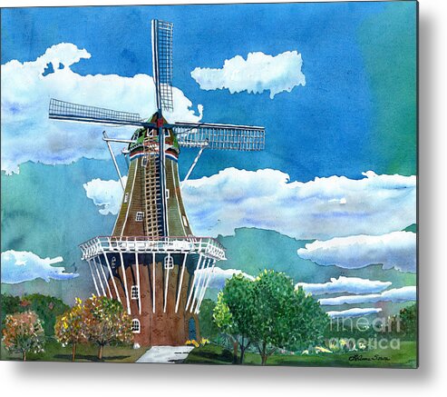 Holland Metal Print featuring the painting Holland Michigan Windmill by LeAnne Sowa