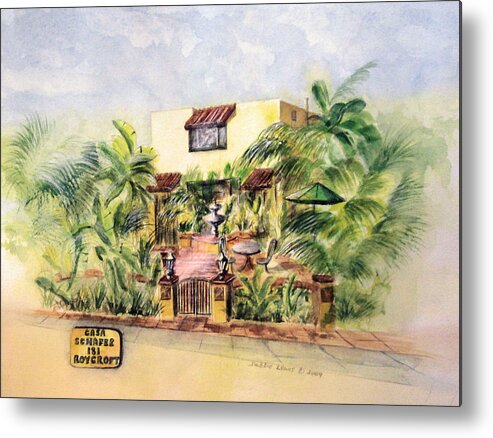 Watercolors For Sale Metal Print featuring the painting Home on Belmont Shore by Debbie Lewis