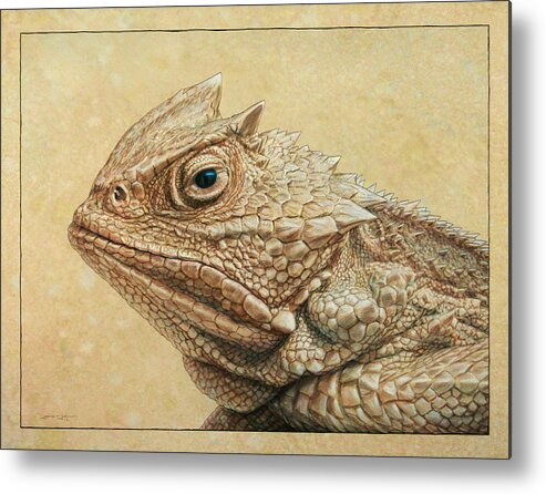 Horned Toad Metal Print featuring the painting Horned Toad by James W Johnson