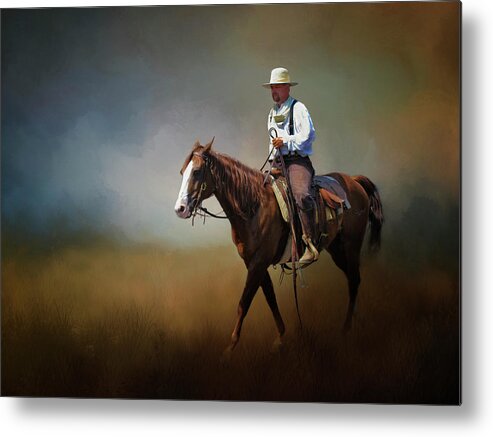 Animal Metal Print featuring the photograph Horse Ride at the End of Day by David and Carol Kelly