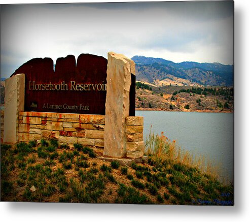 Horsetooth Reservoir Metal Print featuring the photograph Horsetooth Peak above the Reservoir by Aaron Burrows