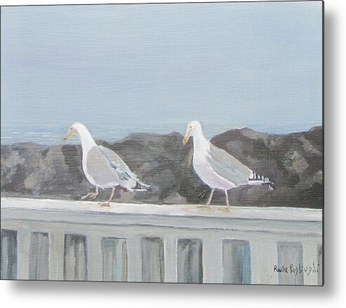 Seagulls Metal Print featuring the painting I Say No by Paula Pagliughi