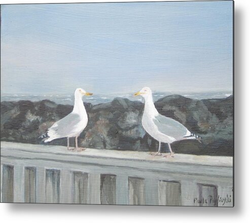 Sea Gulls Metal Print featuring the painting I Say Yes by Paula Pagliughi