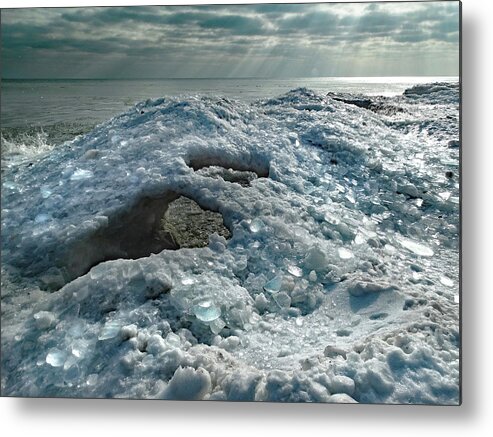 January Metal Print featuring the photograph Icescape on Lake Michigan by David T Wilkinson