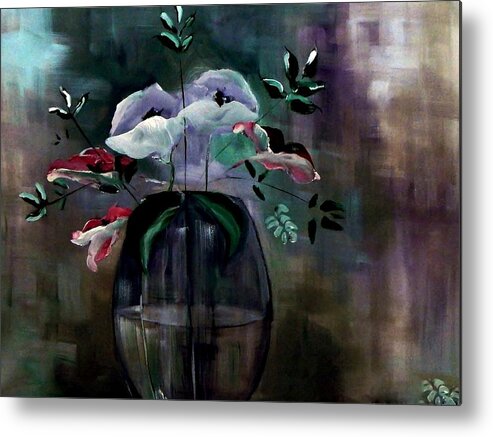 Painterly Metal Print featuring the painting Impatient Painterly Floral by Lisa Kaiser