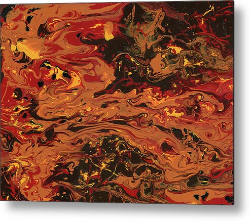 Abstract Metal Print featuring the painting In Flames by Matthew Mezo