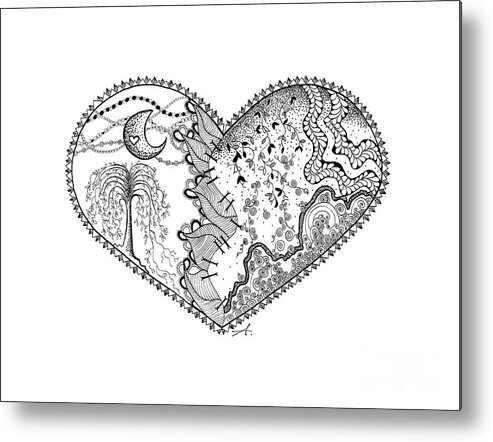Broken Heart Metal Print featuring the drawing Repaired Heart by Ana V Ramirez