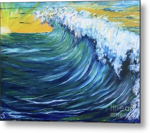 Shore Metal Print featuring the painting Maverick Wave by Michael Silbaugh