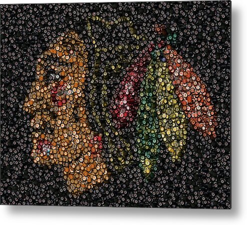 Chicago Metal Print featuring the mixed media Indian Hockey Puck Mosaic by Paul Van Scott