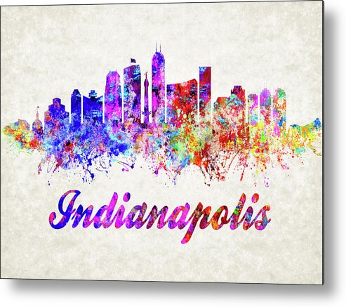 Indianapolis Metal Print featuring the digital art Indianapolis Skyline Abstract by Dave Lee