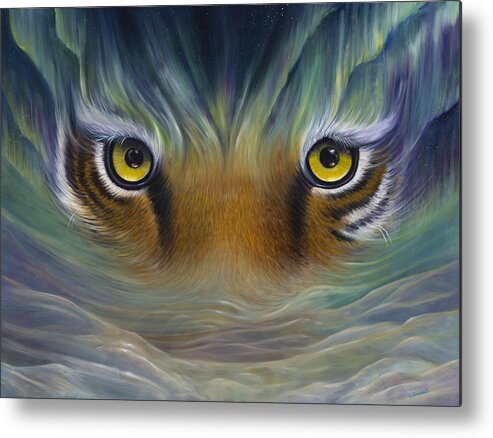 Tiger Metal Print featuring the painting Intent by Claudia Goodell