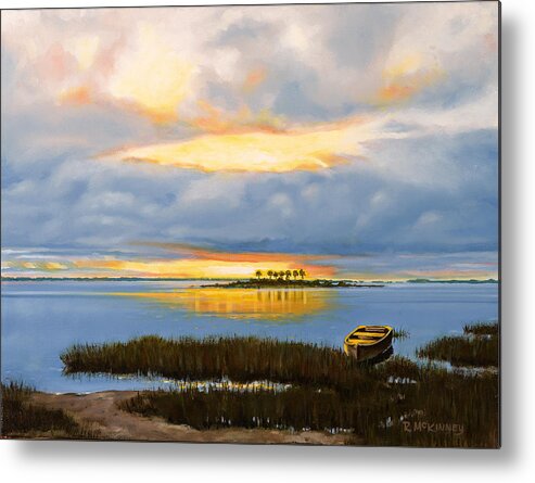 Boat Metal Print featuring the painting Island Sunset by Rick McKinney