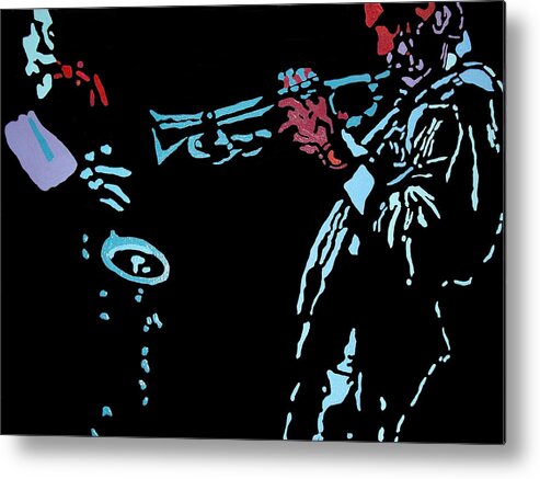 Abstract Metal Print featuring the painting Jazz Duo by Angelo Thomas