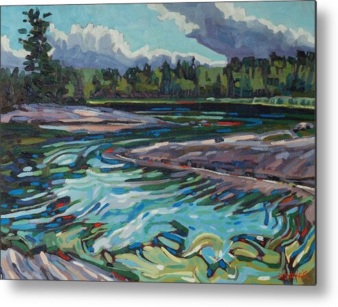 998 Metal Print featuring the painting Jim Afternoon Rapids by Phil Chadwick