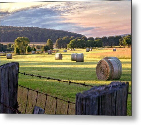 Huntsville Metal Print featuring the photograph Jones Farm Hay Bales by Jeannee Gannuch