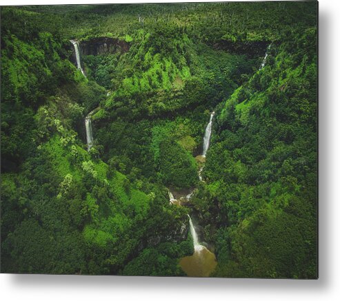 Aerial Metal Print featuring the photograph Kahili Falls Aerial by Andy Konieczny