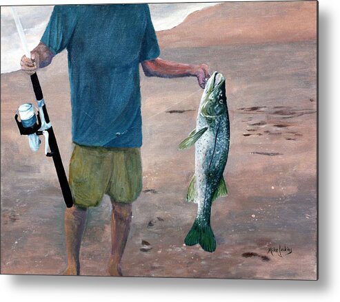 Snook Metal Print featuring the painting Keeper My First Snook by Mike Jenkins