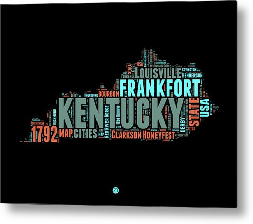  Metal Print featuring the digital art Kentucky Word Cloud Map 1 by Naxart Studio