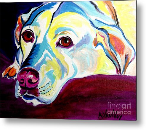 Dog Metal Print featuring the painting Lab - Luna by Dawg Painter