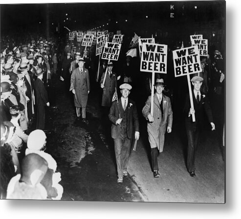 Historical Metal Print featuring the photograph Labor Union Members Protesting by Everett