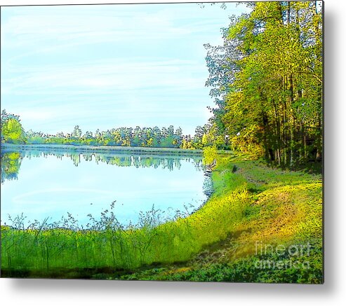 Lake Woods Tree Trees Forest Sky Plant Plants Craig Walters Photo Photograph A An The Art Artist Artistic Artists Metal Print featuring the digital art Lake and Woods by Craig Walters