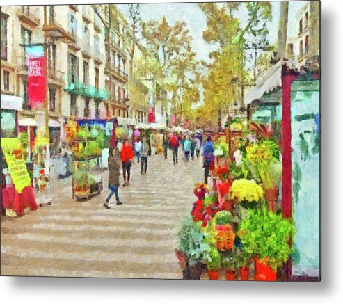 Las Ramblas Metal Print featuring the digital art Las Ramblas In Barcelona by Digital Photographic Arts