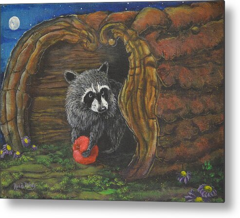 Raccoon Metal Print featuring the painting Laying Low by Rod B Rainey