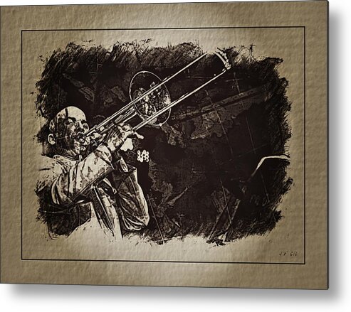 Jimmy Bosch Metal Print featuring the photograph Le roi du trombone by Jean Francois Gil