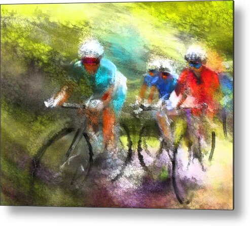 Sports Metal Print featuring the painting Le Tour de France 11 by Miki De Goodaboom