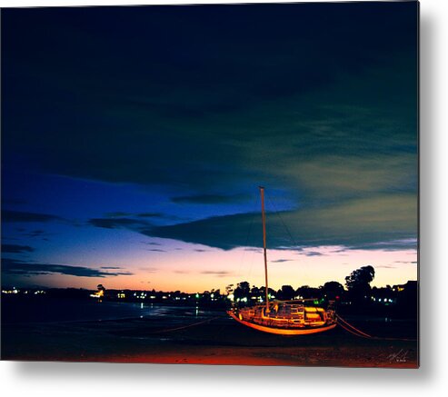 Landscape Metal Print featuring the photograph Leaning Boat Low Tide by Michael Blaine