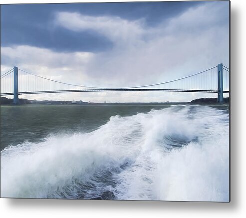 Nyc Metal Print featuring the photograph Leaving The Verranzano Behind by Gary Slawsky