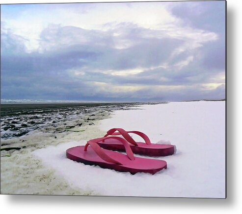 Pink Metal Print featuring the photograph Life Can Be A Beach by Pamela Patch